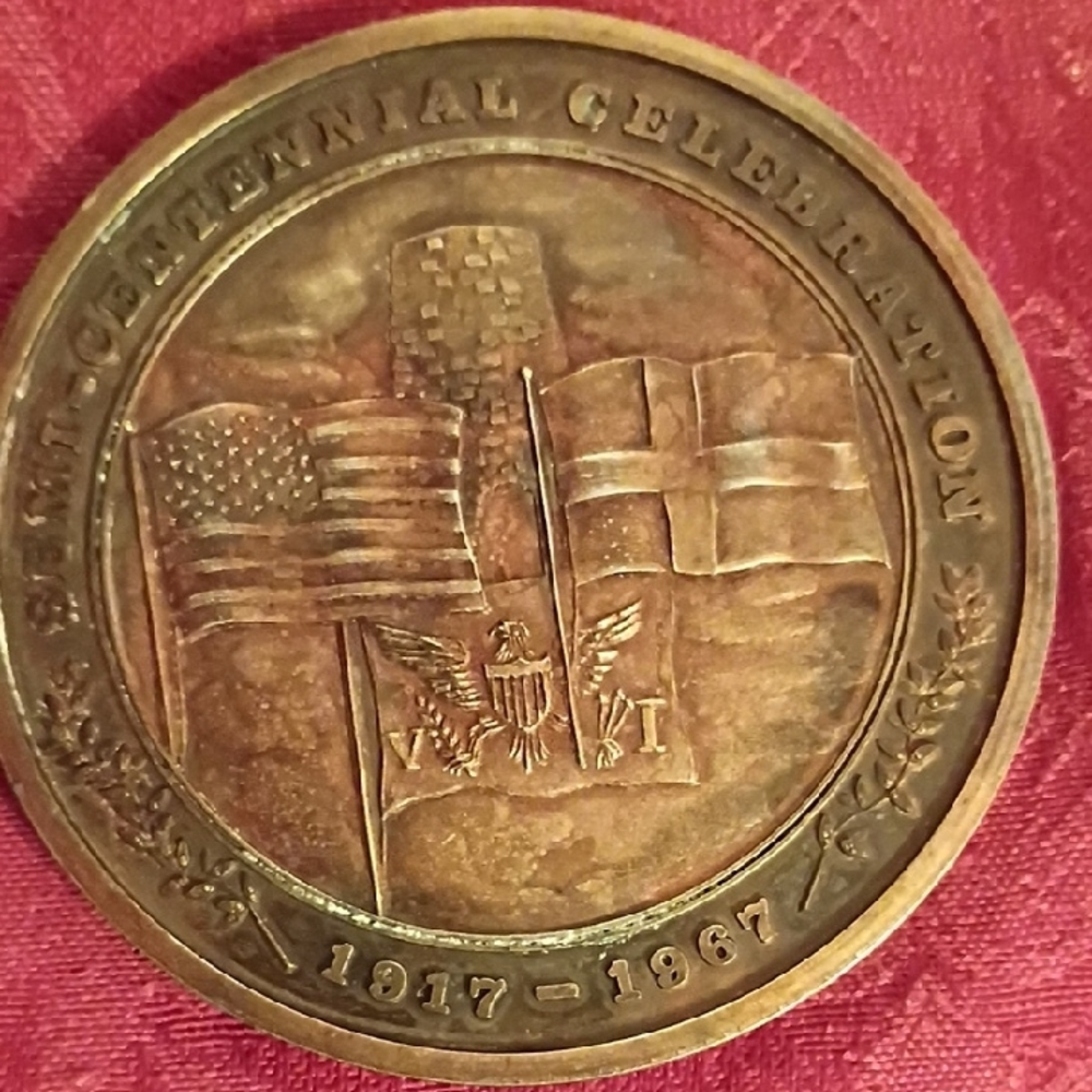 U.S. Virgin Islands Semi-Centennial Celebration Medal-(1917-1967) - Picture 2 of 4